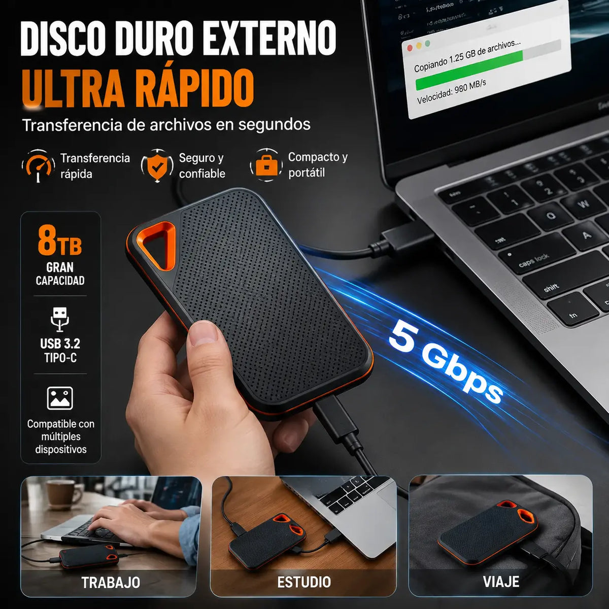 【Posledný deň 🔥zľava 50 %】💥【8 TB】 Vysokorýchlostný prenosný pevný disk s vysokou kapacitou