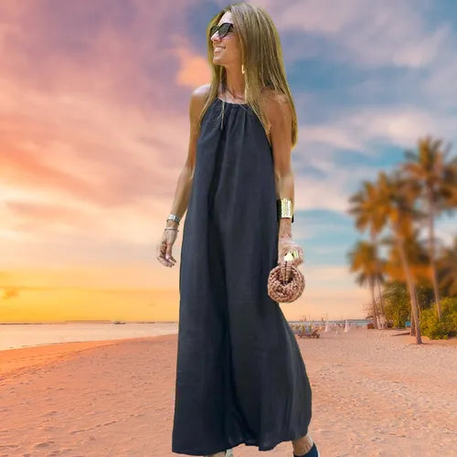 ☀️🔥【44KG-75KG】👗Rochie fără mâneci, cu bretele, nouă vară 2025, confortabilă, casual și respirabilă
