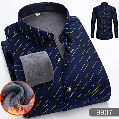🔥👔【Разпродажба с ограничено време -50% отстъпка】Мъжка топла риза с поларена подплата за есен и зима
