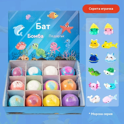 ✨🛀【Опаковка от 12 броя🔥】Топки сол за вана с форма на морски животни, подходящи за деца.