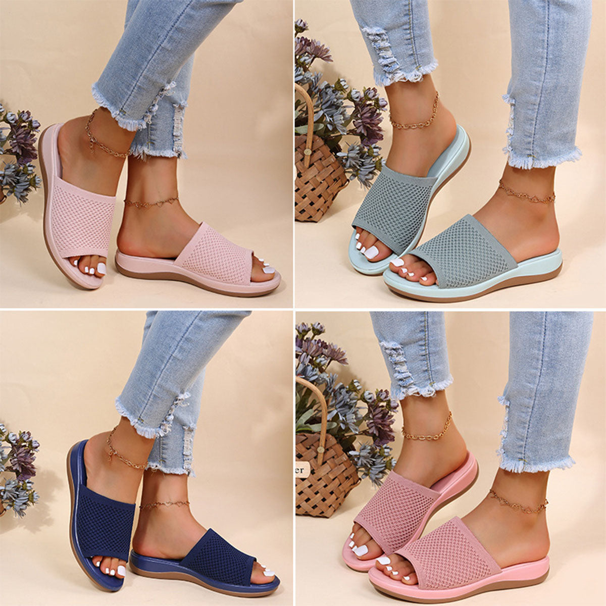 🔥Promoción de verano🔥👡【35-43】2025 nuevas zapatillas de mujer de moda, zapatillas planas para ocio al aire libre