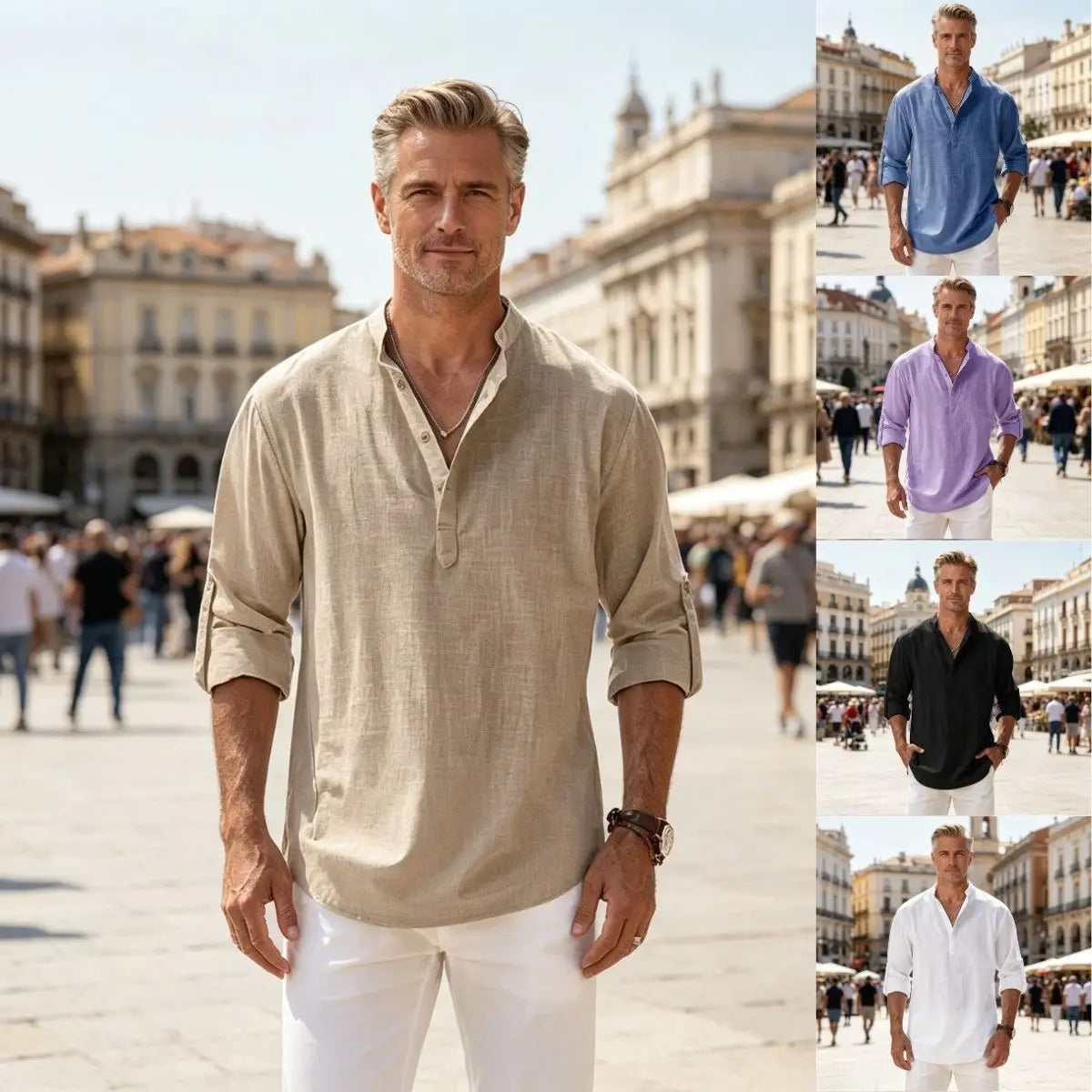 💥【S-5XL】Nueva camisa casual de algodón y lino para hombre, a la moda, ideal para el verano.
