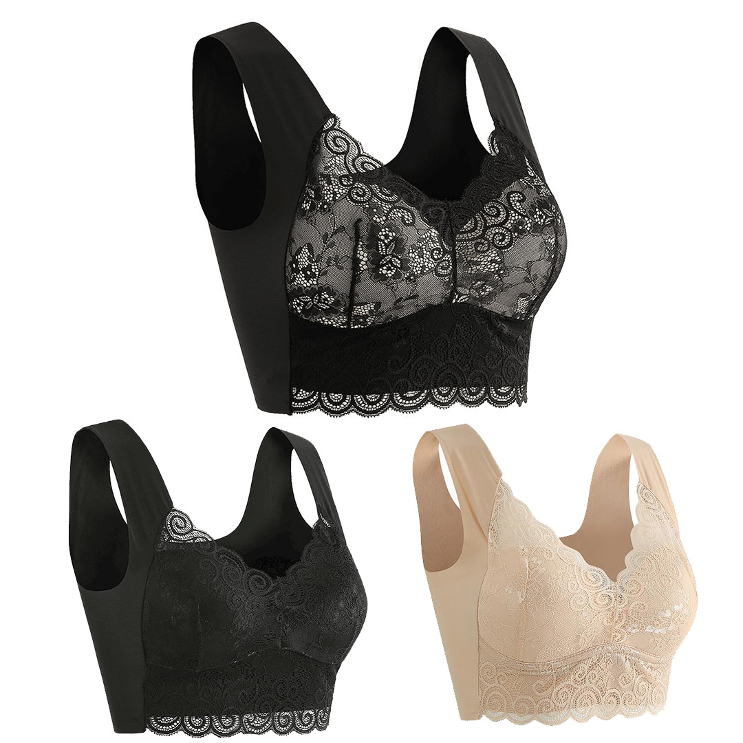 👙💖【Пакет от 3】【M-5XL】Нов дамски удобен и дишащ сутиен, красива и удобна дантела