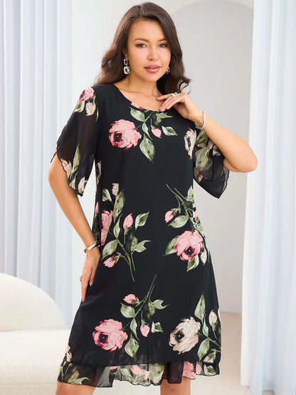 ✨💐【S-5XL】Rochie elegantă, casual, cu imprimeu, vara 2025, ușoară, confortabilă și respirabilă 