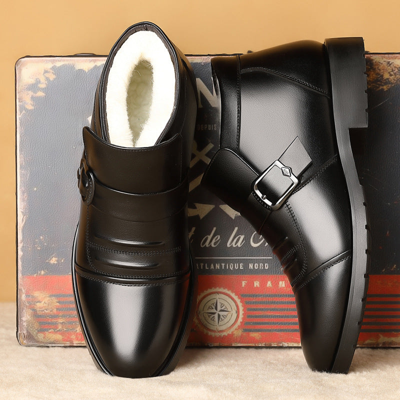 ✨📢【Έκπτωση 49%】【Φθινόπωρο και χειμώνας, νέο στυλ】🔥⛄Ζεστά και κομψά ανδρικά δερμάτινα βελούδινα παπούτσια υψηλής ποιότητας