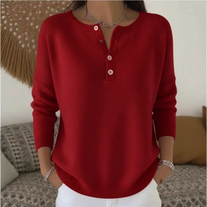 🌷💃【Nowość, gorąca sprzedaż】【S-2XL】Damski sweter w jednolitym kolorze z dekoltem w serek, luźny i swobodny styl