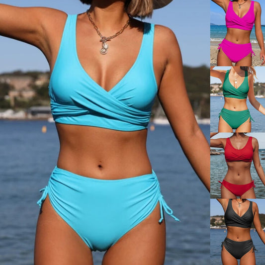 🏖️👙【Ofertă de produse noi】🌴【S-3XL】Costum de baie bikini pentru femei, vara 2025, culoare uni, uscare rapidă
