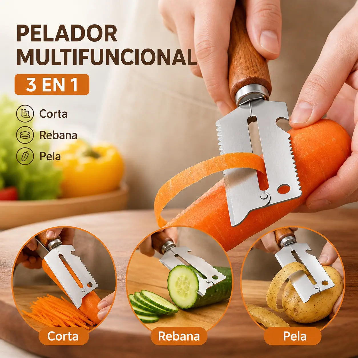 ✨🎉【Compra uno y llévate otro gratis】Pelador multifuncional de acero inoxidable