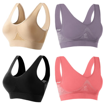 ✨🎉【Pachet de 4】🔥Sutien sport de vară, casual, respirabil, mărime mare ❤️【40-120 kg】 