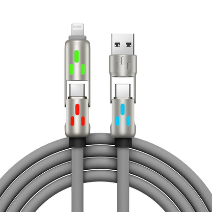 🔥 (2 metre dlhý) 4-v-1 PD 240W kábel – USB-C, Lightning a USB-A rýchle nabíjanie, hliník a silikón, synchronizácia dát ⚡📱