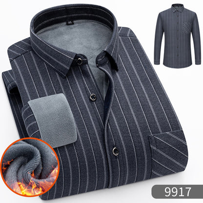 🔥👔【Разпродажба с ограничено време -50% отстъпка】Мъжка топла риза с поларена подплата за есен и зима