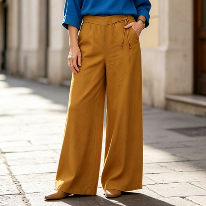 🔥✨【M-3XL】Nuevos pantalones casuales de pierna ancha de talle alto para mujer, ideales para el verano: ligeros y transpirables.