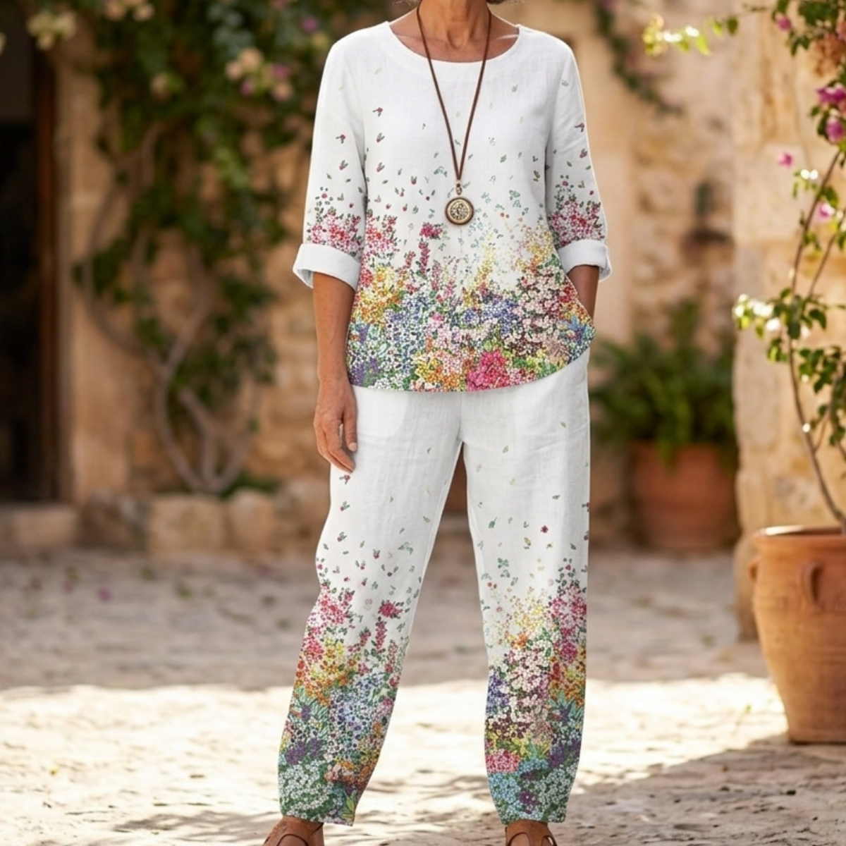 🔥 Conjunto a juego para mujer (tallas S–5XL) | Top y pantalón estampados 2026 ✅ Pago contra entrega disponible