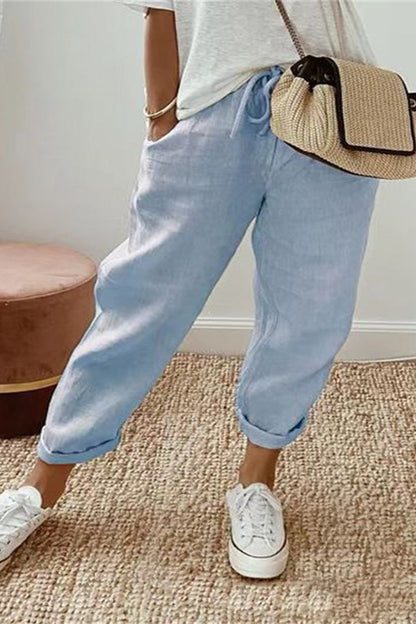 🌿🌈【S-3XL】Pantaloni noi de vară pentru femei, confortabili și respirabili, din bumbac și in, disponibili în mai multe culori. 