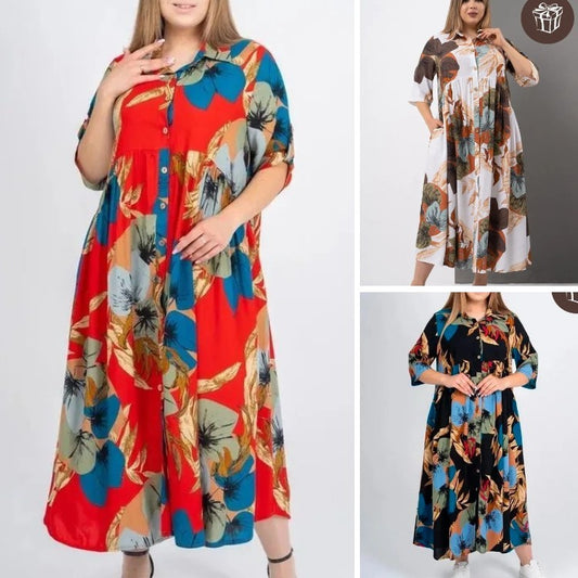 ✨🔥【S-5XL】Nowa letnia, luźna, swobodna sukienka z nadrukiem w dużym rozmiarze