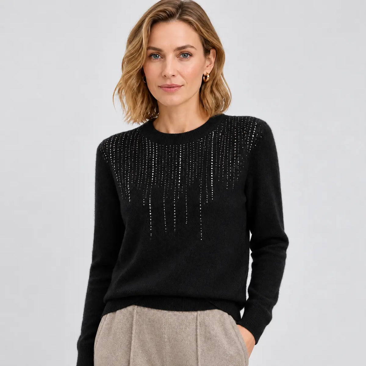 🔥🍁【Novo za jesen】【S-2XL】✨🌷Kvalitetan, moderan i elegantan ženski baršunasti kardigan s okruglim izrezom i ukrasom od dragog kamenja