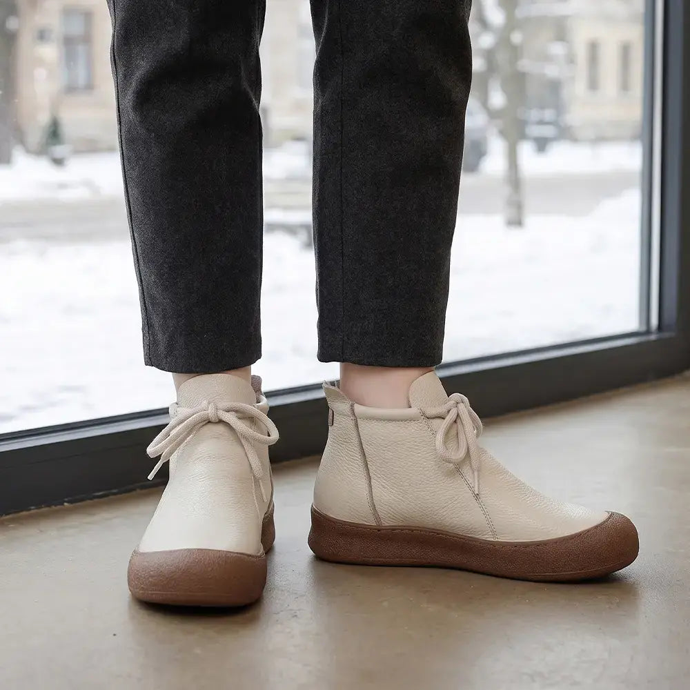 ✨【Veľkosti 35–40】Dámske zateplené členkové topánky z pravej kože – šnurovací model, dostupné v niekoľkých farbách🥰
