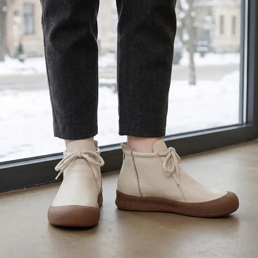 ✨【Veľkosti 35–40】Dámske zateplené členkové topánky z pravej kože – šnurovací model, dostupné v niekoľkých farbách🥰