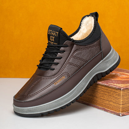 ⛄🔥【39-45】2025 Мъжки зимни ежедневни спортни обувки, естествена кожа, водоустойчиви, мека подметка и кадифе, нови