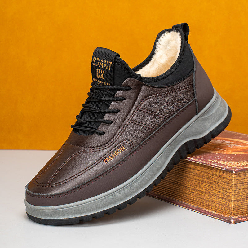 ✨⛄【50% zniżki🔥】Męskie zimowe trampki z prawdziwej skóry i aksamitu, wodoodporne, z miękką podeszwą