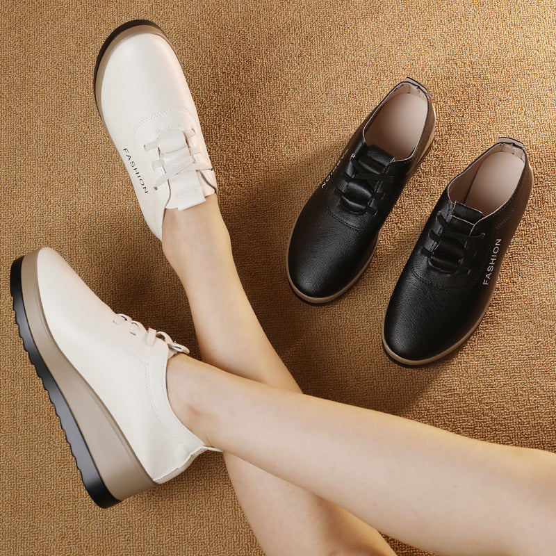 🔥【Stoc limitat】【35-42】Pantofi din piele pentru femei cu talpă groasă, o nouă tendință în modă pentru toamnă