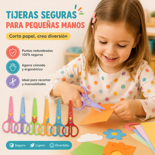 🥰【6 piezas - 6 formas diferentes】✂️🌈Tijeras de seguridad para niños (para proyectos de bricolaje)