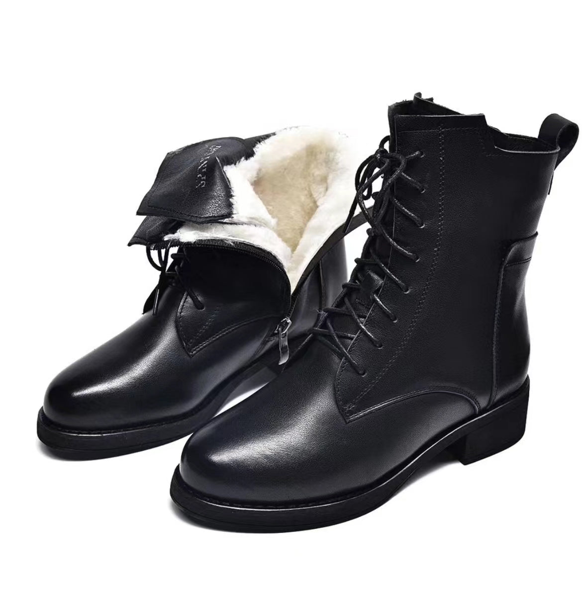 🔥✨【Vroča novost】【Velikosti 35-41】Elegantni ženski škornji Martin s koničasto konico, iz pravega usnja