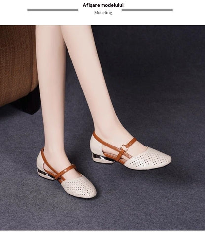 🔥🌴【35-41】Sandale de damă la modă, vara 2025, elegante, din piele naturală, toc mic, talpă moale