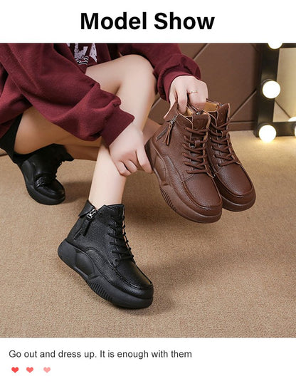 🔥✨【50% έκπτωση】Νέες φθινοπωρινές casual δερμάτινες μπότες Martin με χοντρή σόλα, μοντέρνες και άνετες