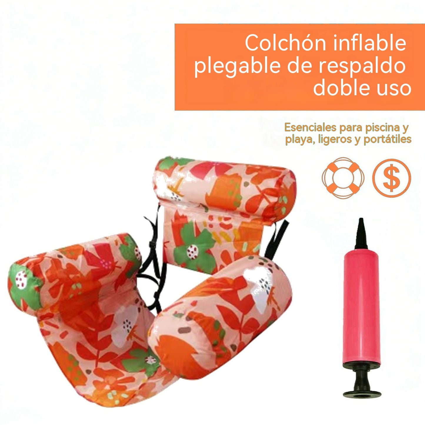 💦📢 Sofá inflable para piscina - Asiento plegable con respaldo para juegos acuáticos