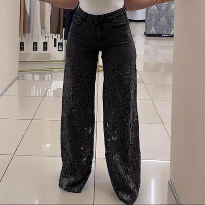 🔥Cantitate limitată🔥【S-3XL】✨🌈Vara 2025, blugi de damă cu cusături din dantelă, la modă, casual, respirabili 