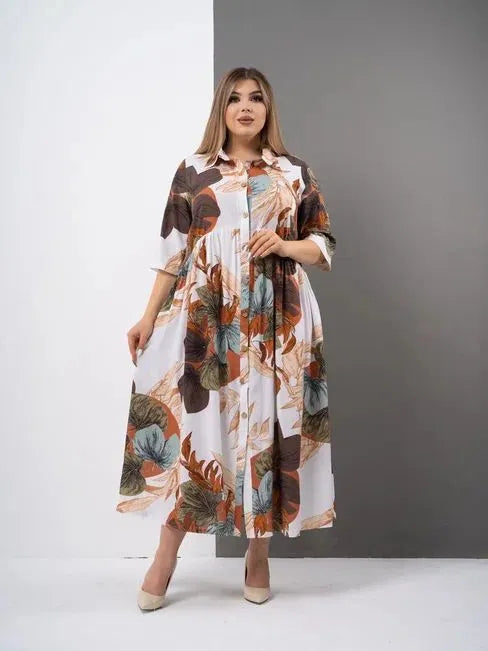 ✨🔥【S-5XL】Nowa letnia, luźna, swobodna sukienka z nadrukiem w dużym rozmiarze