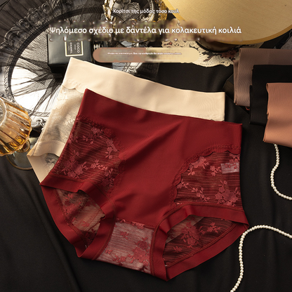 🔥✨【Пакет от 5 части】👙🌷Дамски високоеластичен безшевен дантелен бикини, за контрол на корема и повдигане на дупето