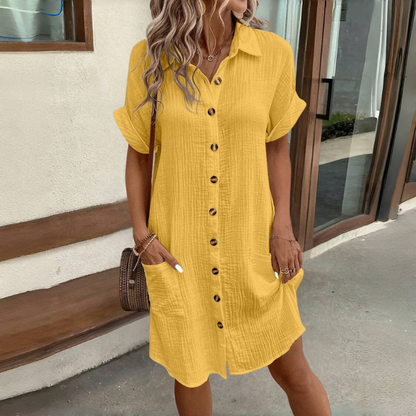 🎉🌈【Liquidación de verano🔥】【S-5XL】Vestido de manga corta de algodón y lino de moda de verano, ligero y transpirable
