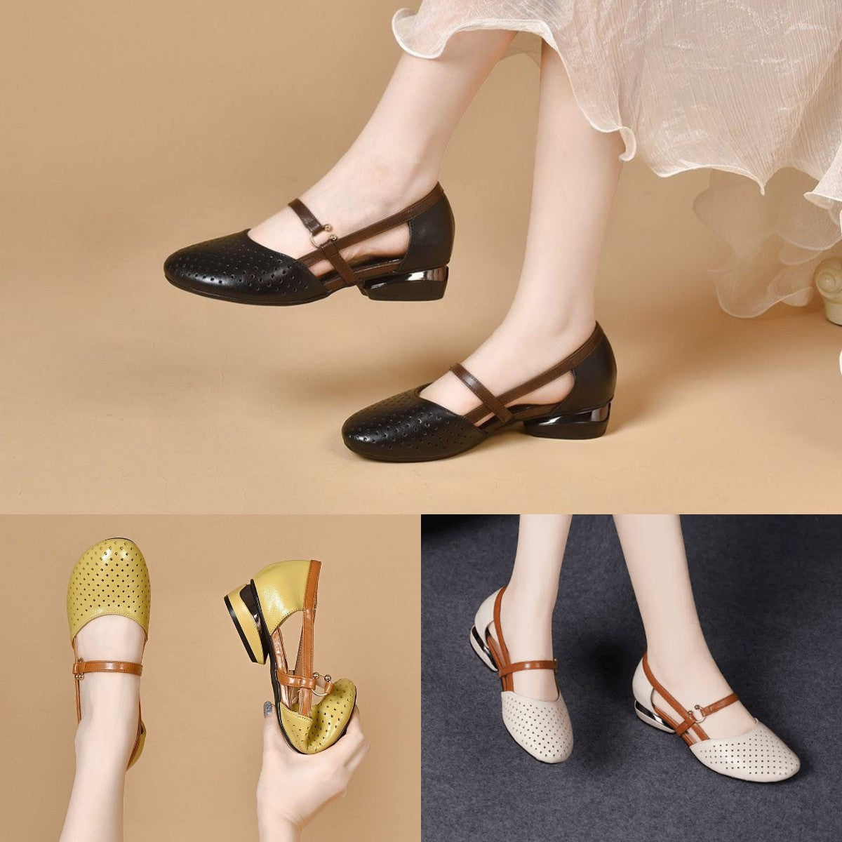 🔥🌴【Lichidare de vară】【35-42】Sandale de damă noi de vară 2025, elegante, din piele naturală, toc jos, talpă moale 
