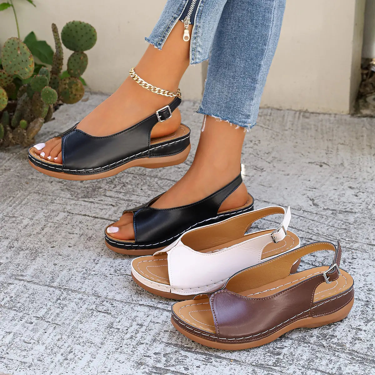 【Tallas 36-43】Sandalias romanas elegantes para mujer, hechas de piel de vaca ☀️