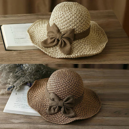 🎀 50% ОТСТЪПКА 👒 | Ретро сламена шапка с панделка – сгъваема и дишаща за лятото