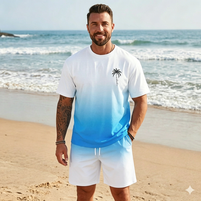 😎🌴【S-5XL】Nuevo traje de verano para hombre, camiseta estampada y pantalones cortos, corte holgado e informal.