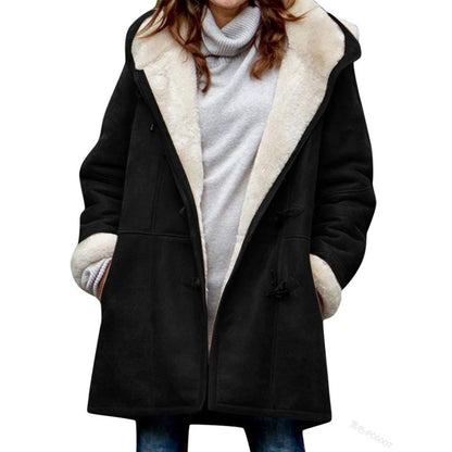 🔥⛄【Omejen 50% popust】✨【S-5XL】Nova modna topla ženska jakna s kapuco in podlogo iz semiša in flisa