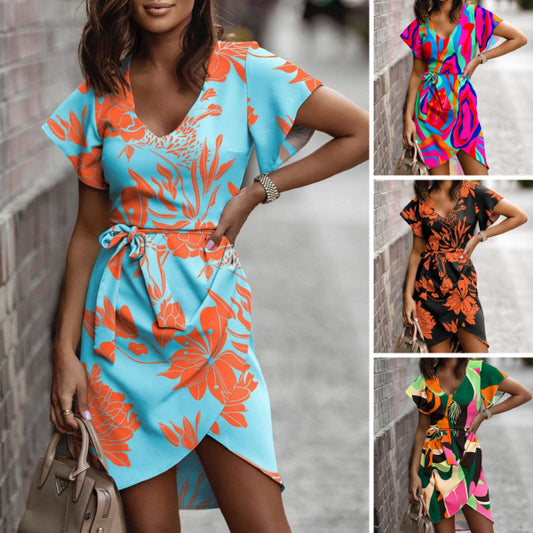 🌷💕【S-3XL】🔥🎉Rochie de vară 2025, cu imprimeu unic și decolteu în V, la modă nouă 