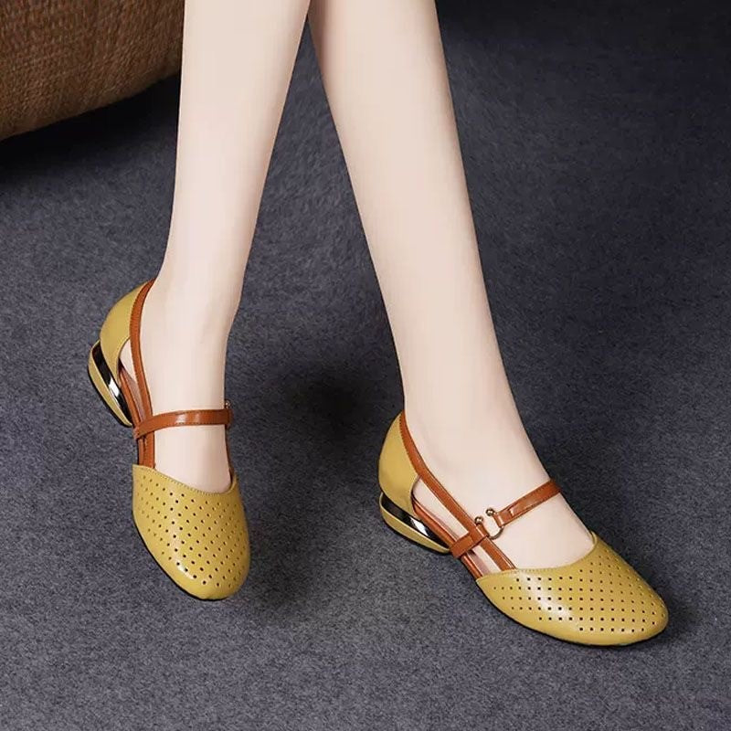 🔥🌴【35-41】Sandale de damă la modă, vara 2025, elegante, din piele naturală, toc mic, talpă moale