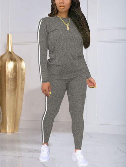 🔥✨【S-2XL】🌞Дамски комплект от две части на райета. Ежедневен, стилен и удобен.