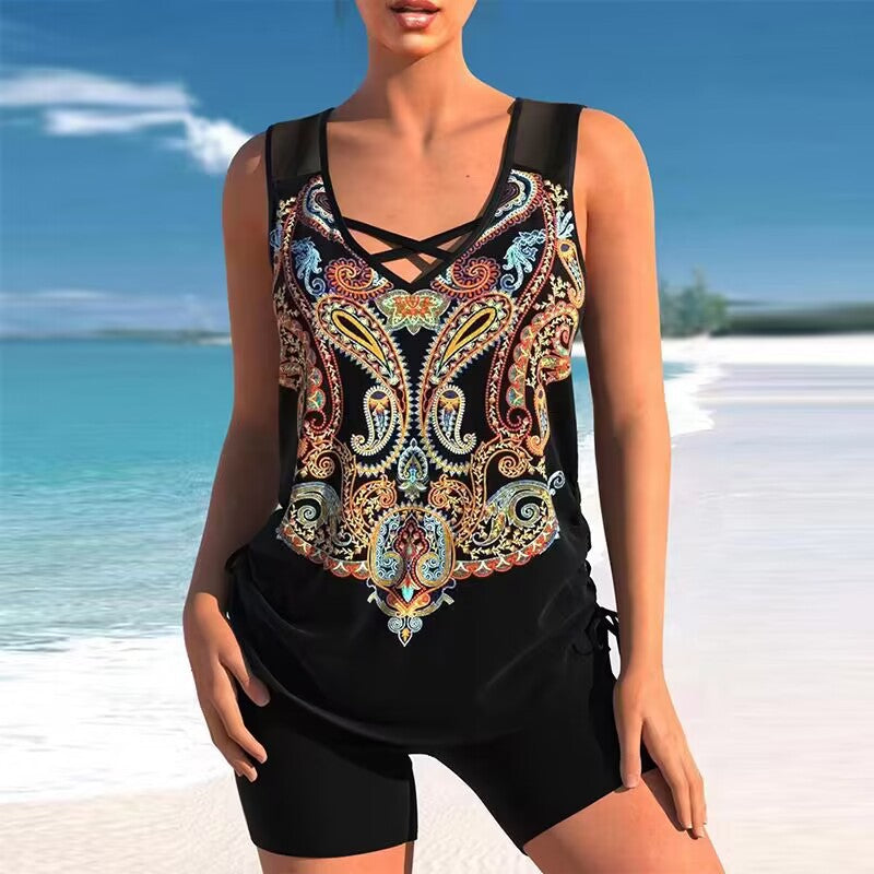 🌴🌊【S-5XL】🩱Ljetni visokokvalitetni prozračni dvodijelni kupaći kostim, moderan print, udoban i nježan za kožu