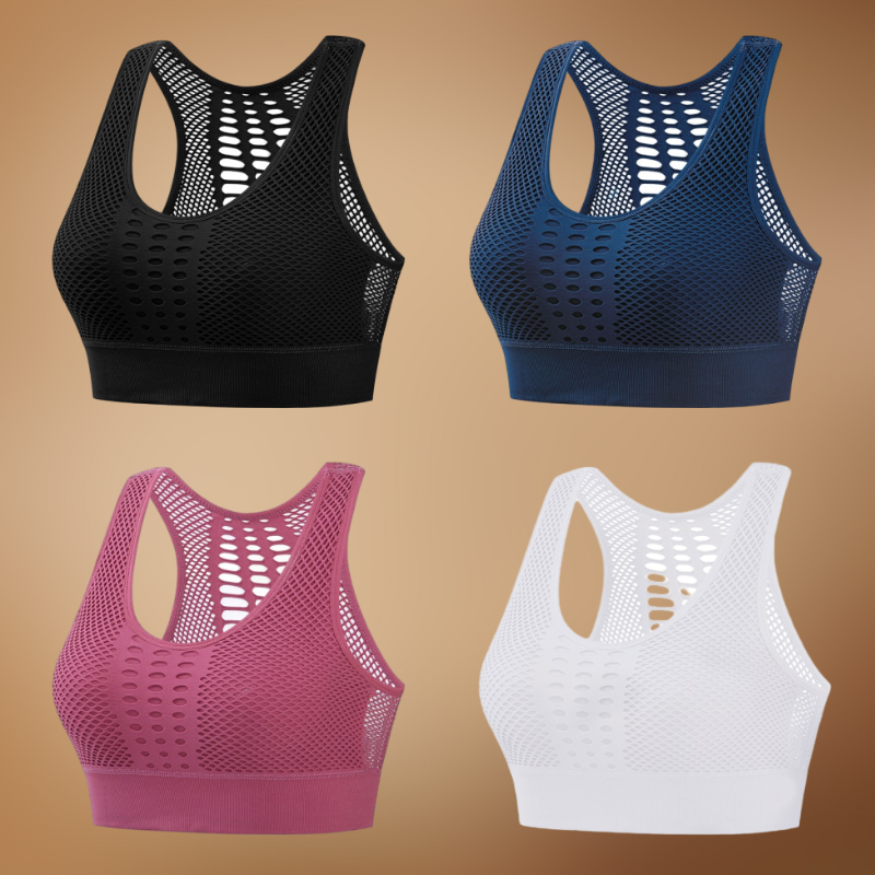 ✨【4 piezas】Sujetador deportivo transpirable con cortes y sin aros para mujer, talla grande 【M~3XL】