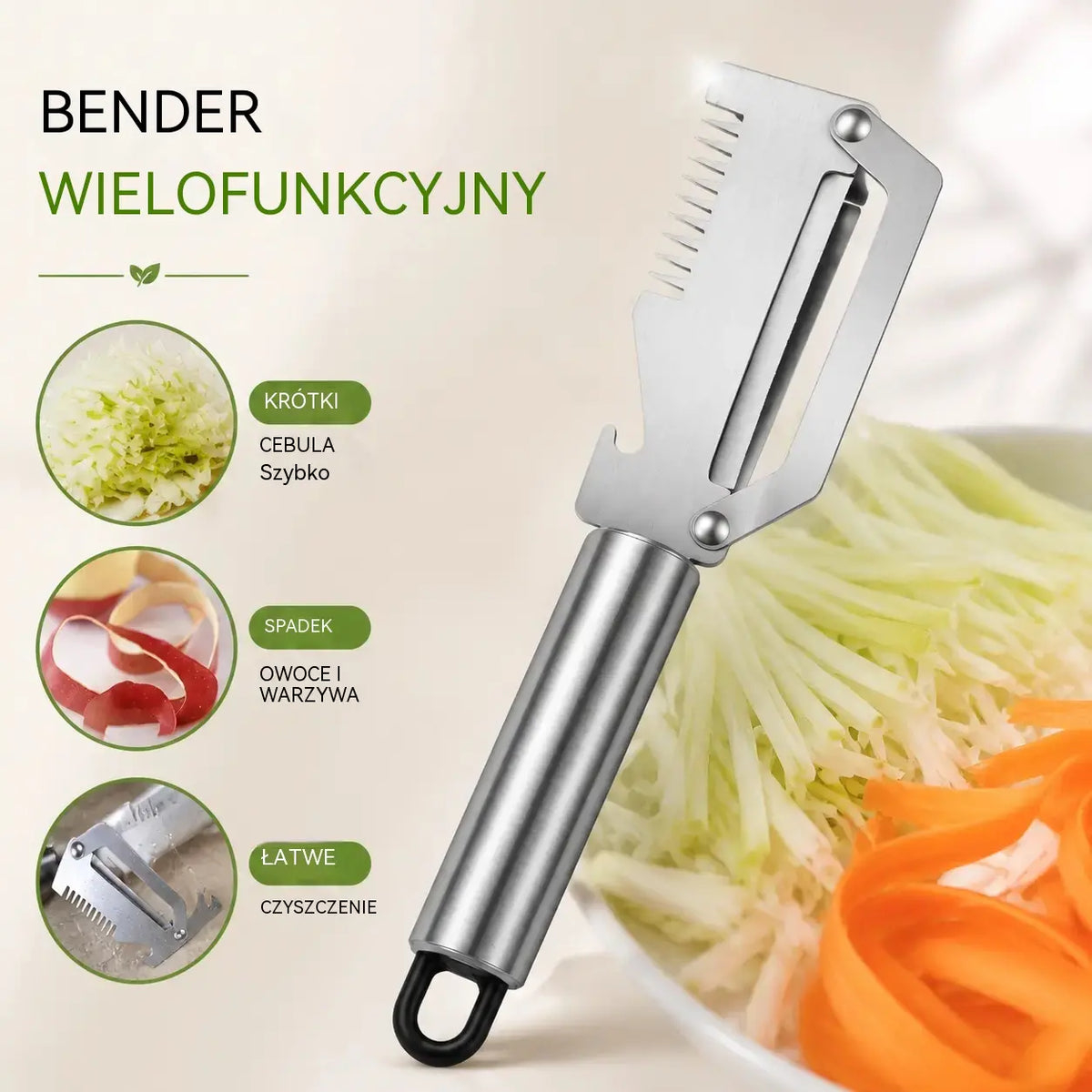 ✅【Kup 1, a 2 dostaniesz gratis!】🧅🔪 Wielofunkcyjny obierak kuchenny 3 w 1: obiera, kroi i otwiera kapsle od butelek! 🔥