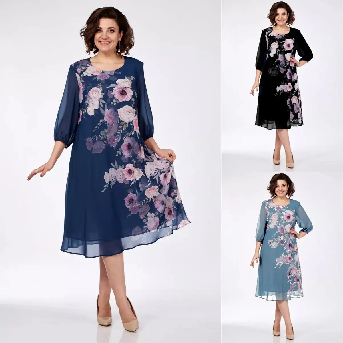49% sleva【S-5XL】2026 nové vysoce kvalitní elegantní jarní šifonové šaty s květinovým potiskem
