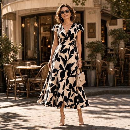 🔥🌷【¡Novedad!✨】Vestido de verano 2026 con estampado, cuello en V y volantes