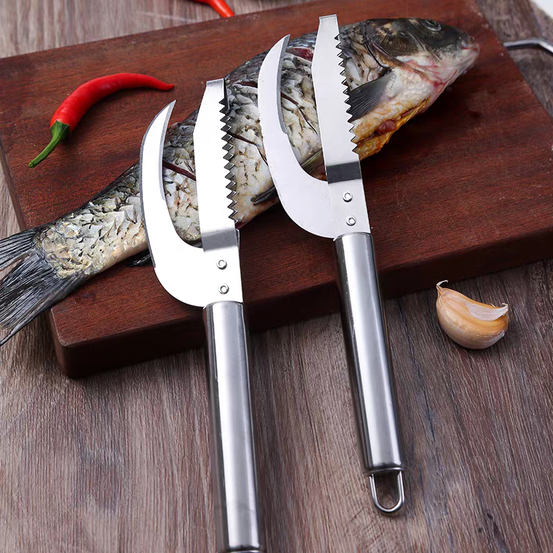 🍲🐟【Ofertă de 2 bucăți】 Cuțit multifuncțional din oțel inoxidabil pentru răzuire eficientă a solzilor de pește 
