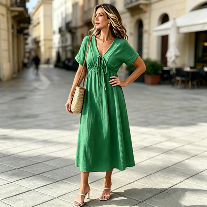 💕🌷【50% de descuento✨】Nuevo vestido casual elegante con escote en V para verano
