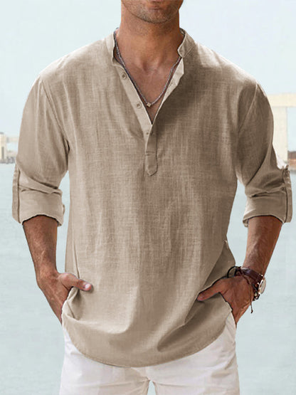 💥【S-5XL】Nueva camisa casual de algodón y lino para hombre, a la moda, ideal para el verano.